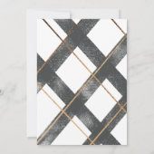 Rustiek Plaid Grijs en Goud Vakantie Party Kaart (Achterkant)