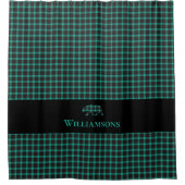 Rustiek Plaid Monogram Beer | Blauwgroen Groen Zwa Douchegordijn (Voorkant)