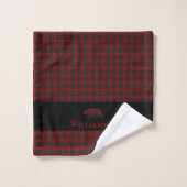 Rustiek Plaid Monogram Beer | Buffelrood Zwart Bad Handdoek (Wasdoekje)