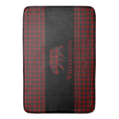 Rustiek Plaid Monogram Beer | Buffelrood Zwart Badmat (Voorkant Verticaal)