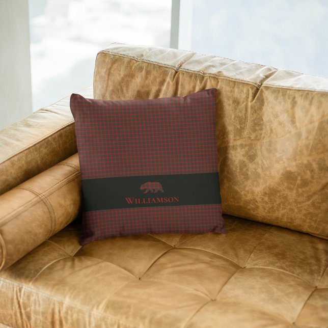Rustiek Plaid Monogram Beer | Buffelrood Zwart Kussen (Creator heeft geüpload)