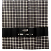 Rustiek Plaid Monogram Beer | Crème Wit Zwart Douchegordijn (Voorkant)