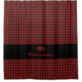 Rustiek Plaid Monogram Beer | Lumberjack Rood Zwar Douchegordijn (Voorkant)