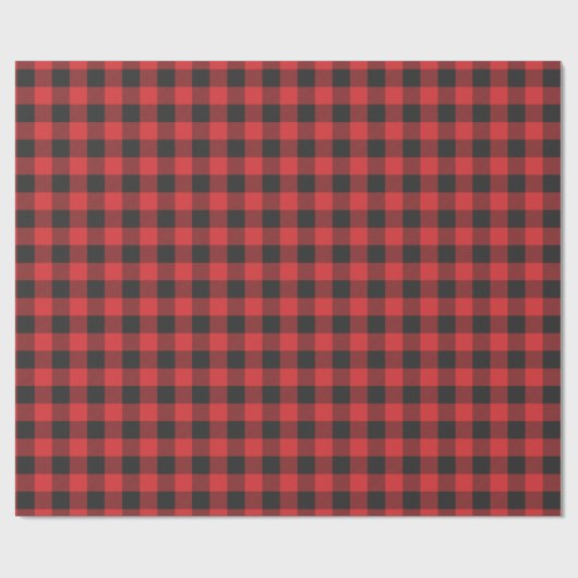Rustiek Plaid Rood en Zwart Elegant Cadeaupapier (Vlak)