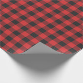 Rustiek Plaid Rood en Zwart Elegant Cadeaupapier (Hoek)