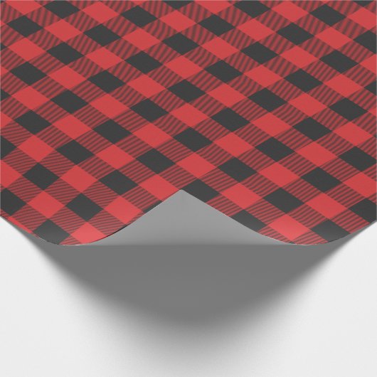 Rustiek Plaid Rood en Zwart Elegant Cadeaupapier (Hoek)