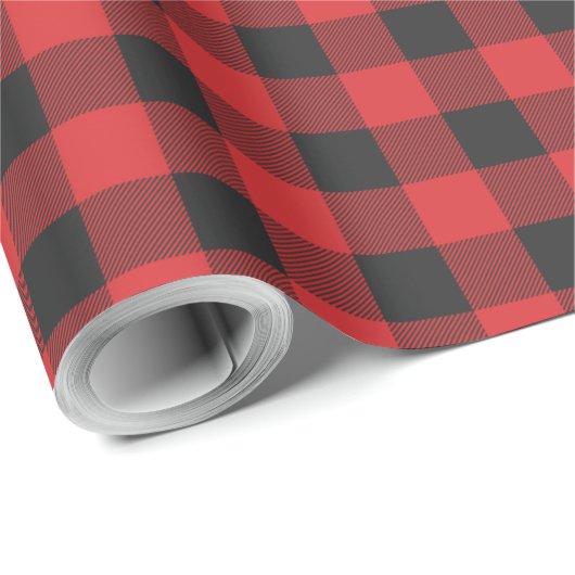 Rustiek Plaid Rood en Zwart Elegant Cadeaupapier (Rol Hoek)