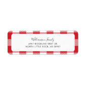 Rustiek Plaid Rood Wit Check retouradres Etiket (Voorkant)