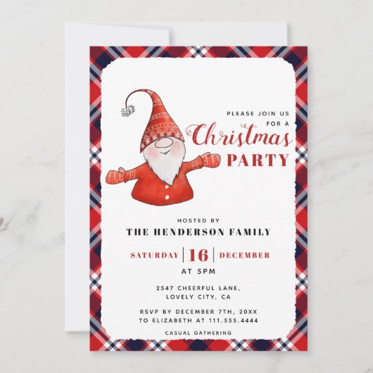 Rustiek Plaid Schattige Kerstfeest Kaart (Voorkant)