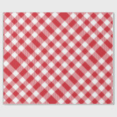 Rustiek Plaid White Red Gingham Rustiek Vakantie Cadeaupapier (Vlak)