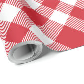 Rustiek Plaid White Red Gingham Rustiek Vakantie Cadeaupapier (Rol Hoek)