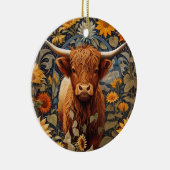 Rustiek platteland Hoogland Koe Zonnebloemen Keramisch Ornament (Rechts)