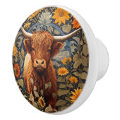 Rustiek platteland Hoogland Koe Zonnebloemen Keramische Knop (Rechts)