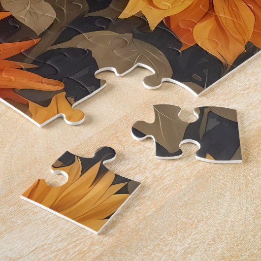 Rustiek platteland Hoogland Koe Zonnebloemen Legpuzzel (Zijkant)