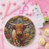 Rustiek platteland Hoogland Koe Zonnebloemen Papieren Bordje (Feest)