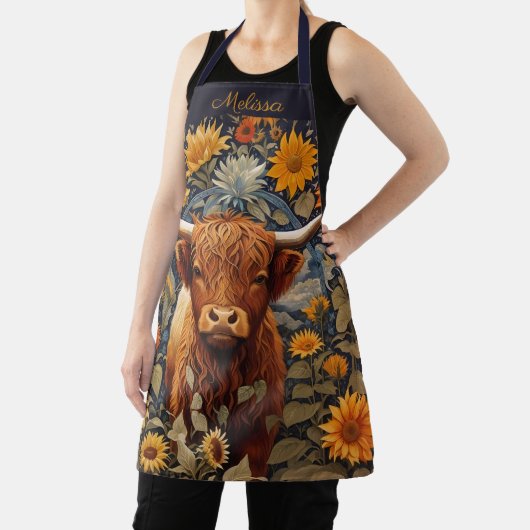 Rustiek platteland Hoogland Koe Zonnebloemen Schort (Insitu)