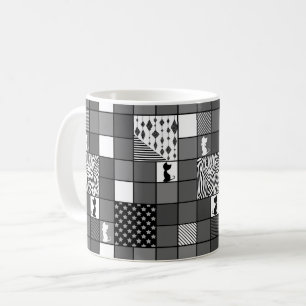 Rustiek, Populair, Zwart en wit, Patchwork, Eenvou Koffiemok