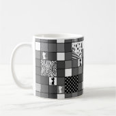 Rustiek, Populair, Zwart en wit, Patchwork, Eenvou Koffiemok (Links)