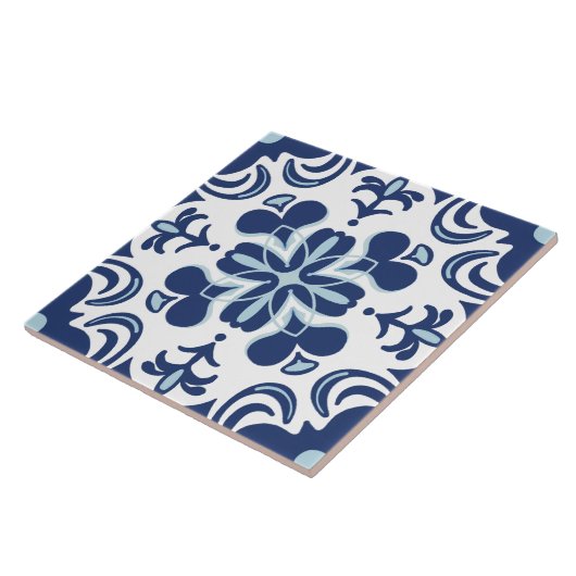 Rustiek Portugees Azulejo Blauw Wit Mediterraan Tegeltje (Zijkant)