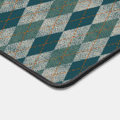 Rustiek Preppy Argyle Pattern, Blauwgroen, Olijfgr Bureaumat (Hoek)