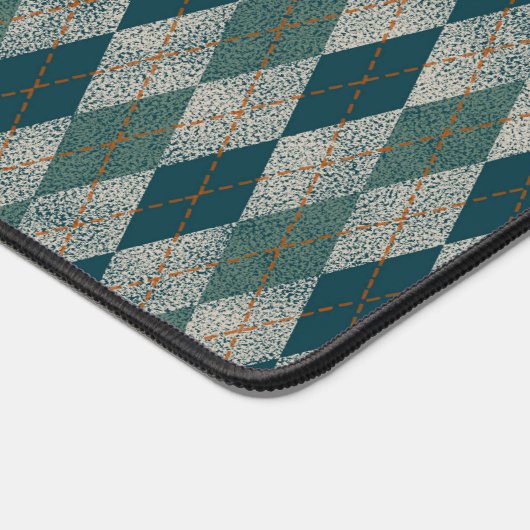 Rustiek Preppy Argyle Pattern, Blauwgroen, Olijfgr Bureaumat (Hoek)