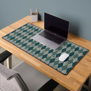 Rustiek Preppy Argyle Pattern, Blauwgroen, Olijfgr Bureaumat