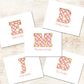 Rustiek Preppy Monogram "S" Roze Gingham Wood Meis Notitiekaartje
