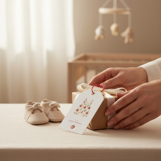 Rustiek Red Apple Baby shower Waterverf ontwerp Cadeaulabel