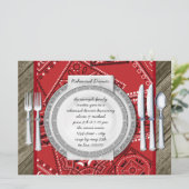 Rustiek Red Bandana en Barn Wood repetitie diner Kaart (Staand voorkant)