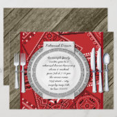 Rustiek Red Bandana en Barn Wood repetitie diner Kaart (Voorkant / Achterkant)