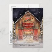 Rustiek Red Barn Country Kerstfeest Aankondigingskaart (Voorkant / Achterkant)