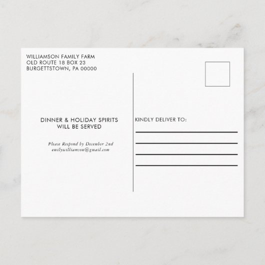 Rustiek Red Barn Country Kerstfeest Aankondigingskaart (Achterkant)