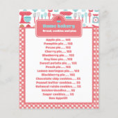 Rustiek Red Gingham Bakkerij Menu & prijslijst (Achterkant)