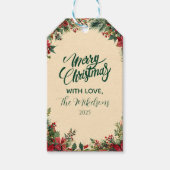 Rustiek Red Poinsettia Holiday Party Cadeaulabel (Voorkant)