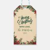 Rustiek Red Poinsettia Holiday Party Cadeaulabel (Achterkant)