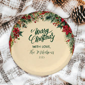 Rustiek Red Poinsettia Holiday Party Papieren Bordje