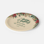 Rustiek Red Poinsettia Holiday Party Papieren Bordje (Gekanteld)