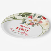 Rustiek Red Strawberry Theme Berry Eerste Verjaard Papieren Bordje (Gekanteld)
