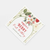 Rustiek Red Strawberry Theme Berry Eerste Verjaard Servet (Hoek)