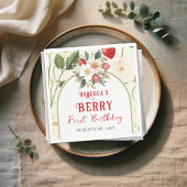 Rustiek Red Strawberry Theme Berry Eerste Verjaard Servet