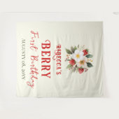 Rustiek Red Strawberry Theme Berry Eerste Verjaard Wandkleed (Voorkant (horizontaal))