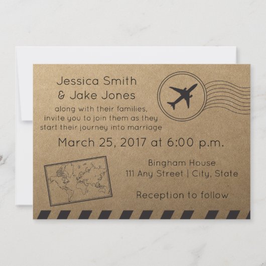 Rustiek, Reizen Thema Bruiloft Uitnodigen Kaart (Voorkant)