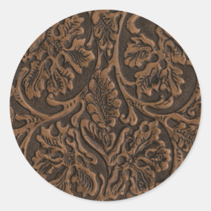 Rustiek reliëf leder ronde sticker