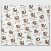 Rustiek rendier en slee groen en goud chic cadeaupapier (Vlak)