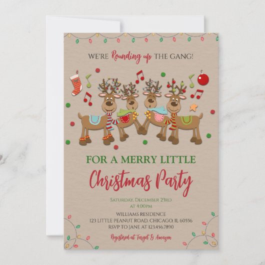 Rustiek rendier kerstfeest kaart (Voorkant)
