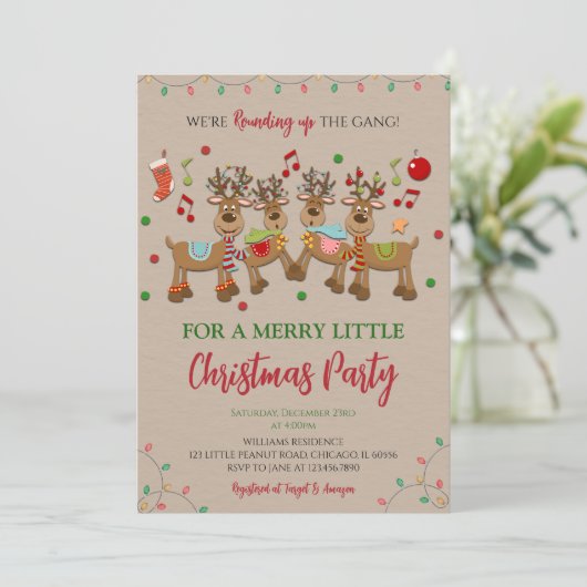 Rustiek rendier kerstfeest kaart (Staand voorkant)