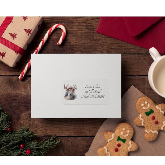 Rustiek Rendier Kerstmis, op maat Etiket