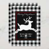 Rustiek Rendier Witte Buffel Geplaagd Kerstmis Feestdagenkaart (Voorkant / Achterkant)