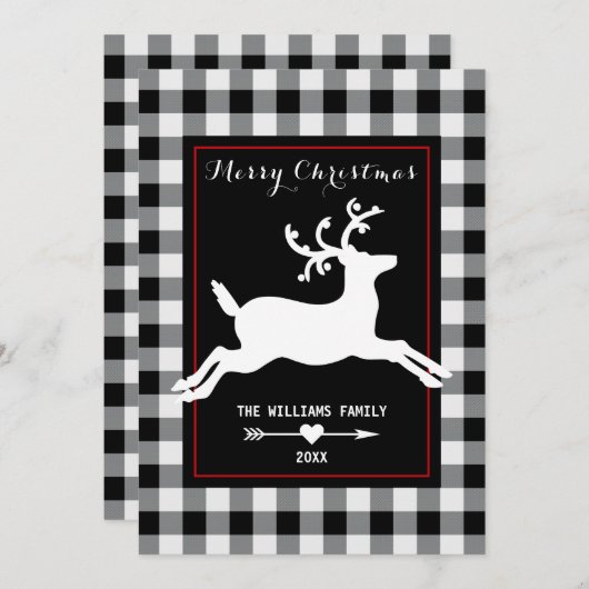 Rustiek Rendier Witte Buffel Geplaagd Kerstmis Feestdagenkaart (Voorkant / Achterkant)