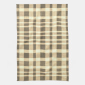 Rustiek Retro Beige Bruin Getextureerd Plaid Patro Theedoek (Verticaal)